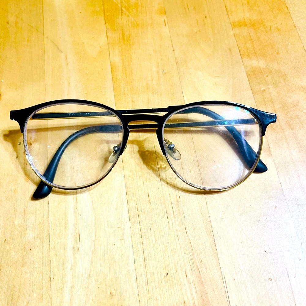 Ray-Ban Round Metal and Black Eyeglasses